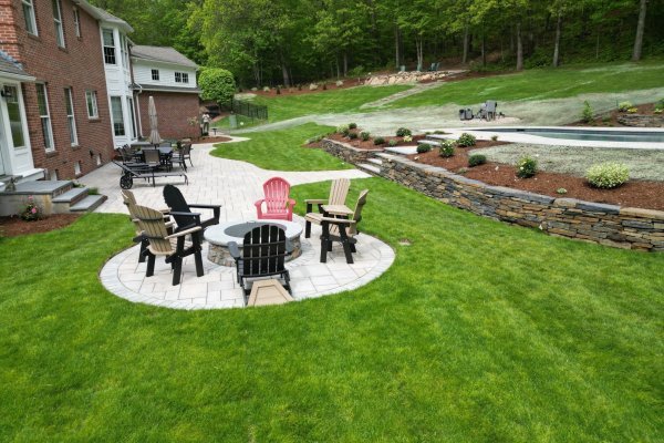 Front yard landscape and walkway/granite steps